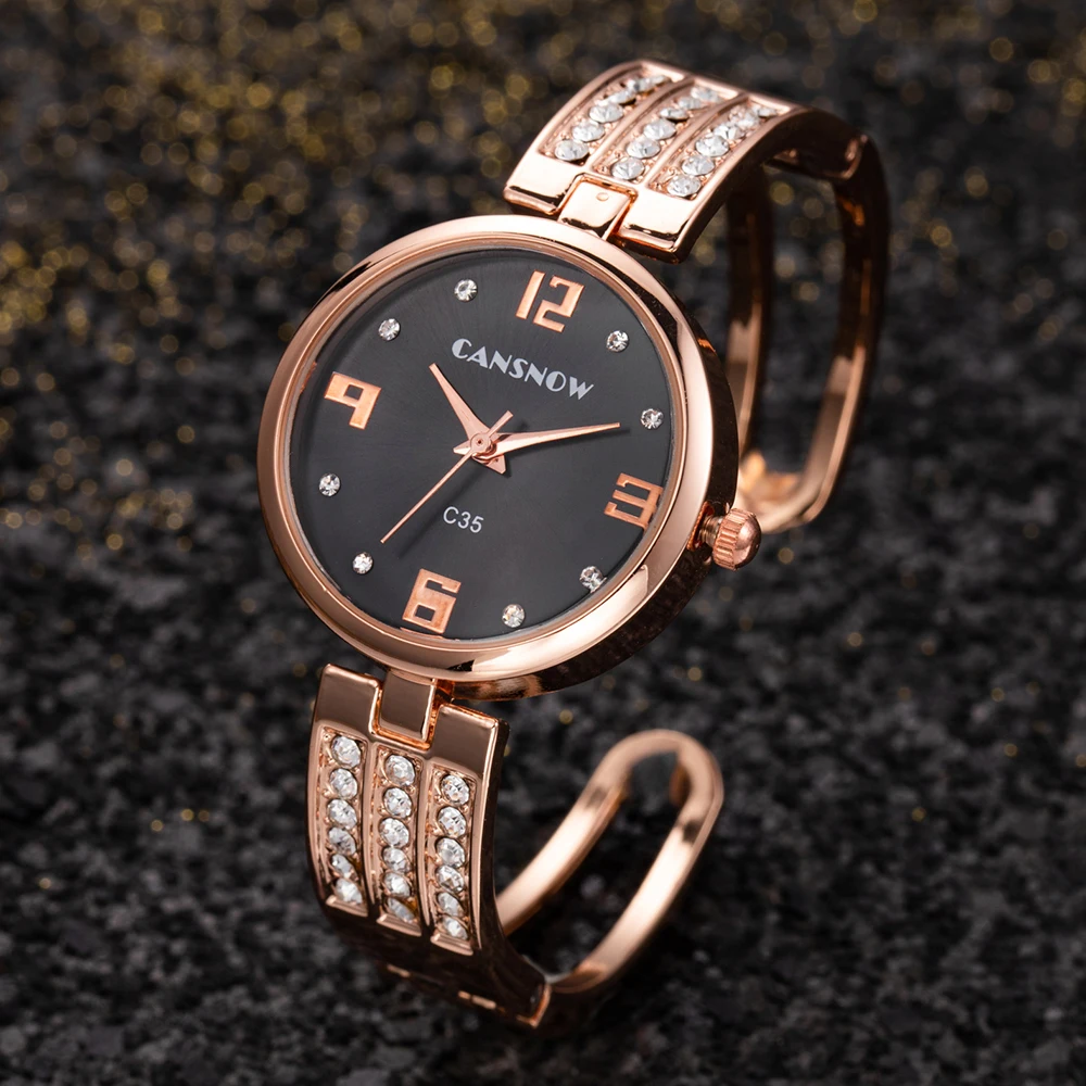 Watch Crystal Luxury Bracelet Zegarek Gold Top-Brand Dial Damski