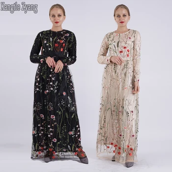 

Arabic Abaya Dubai Turkey Muslim Dress Vestido Floral Abayas Hijab Dresses For Women Sukienki Caftan Kaftan Islamic Clothing