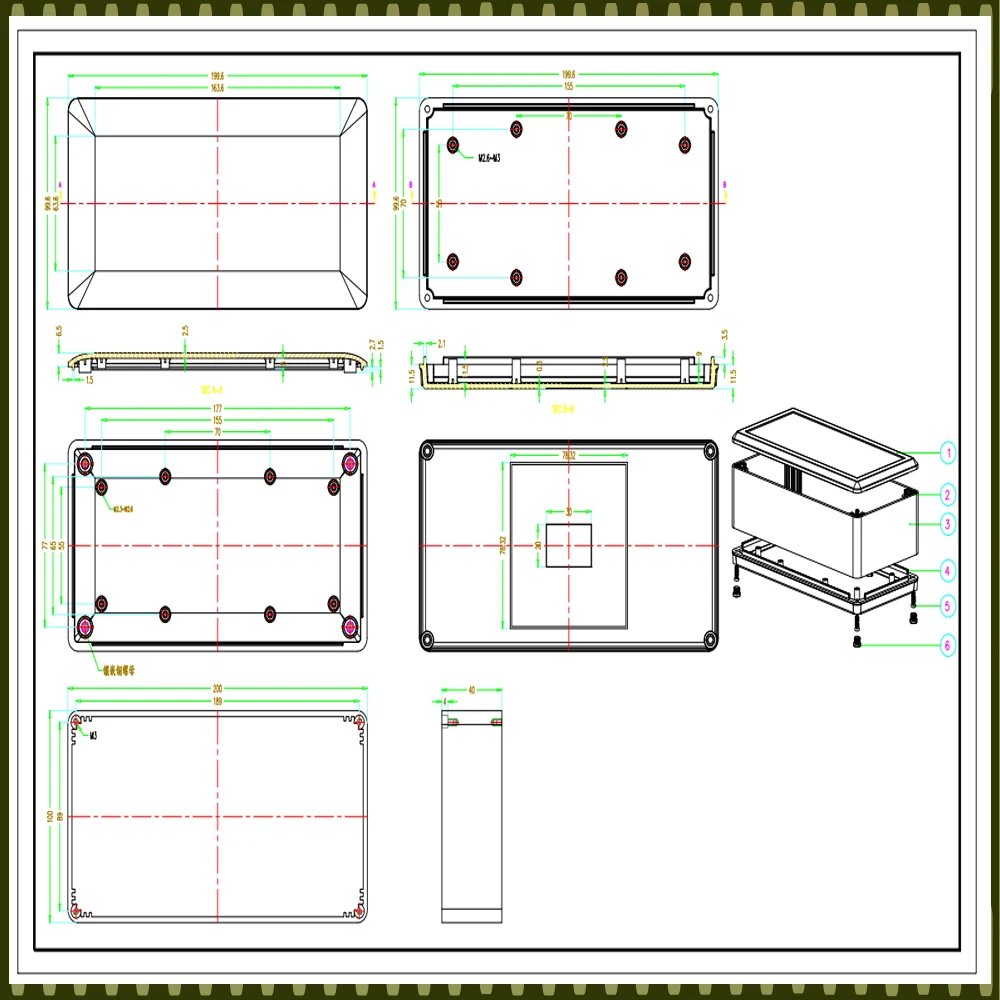 Aluminium project box diy metall case aluminium enclosure junction box amplifier housing for electronics 200*100*40mm