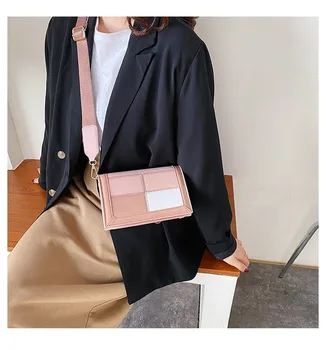 

Free shipping women's fashion style color matching bright leather square mesh wide shoulder strap shoulder messenger bag wallet