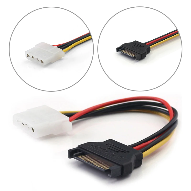 

SATA To IDE Power Cable 15 Pin SATA Female To Molex IDE 4 Pin Male Adapter Extension Hard Drive Power Supply Cable For HD/CD/DVD