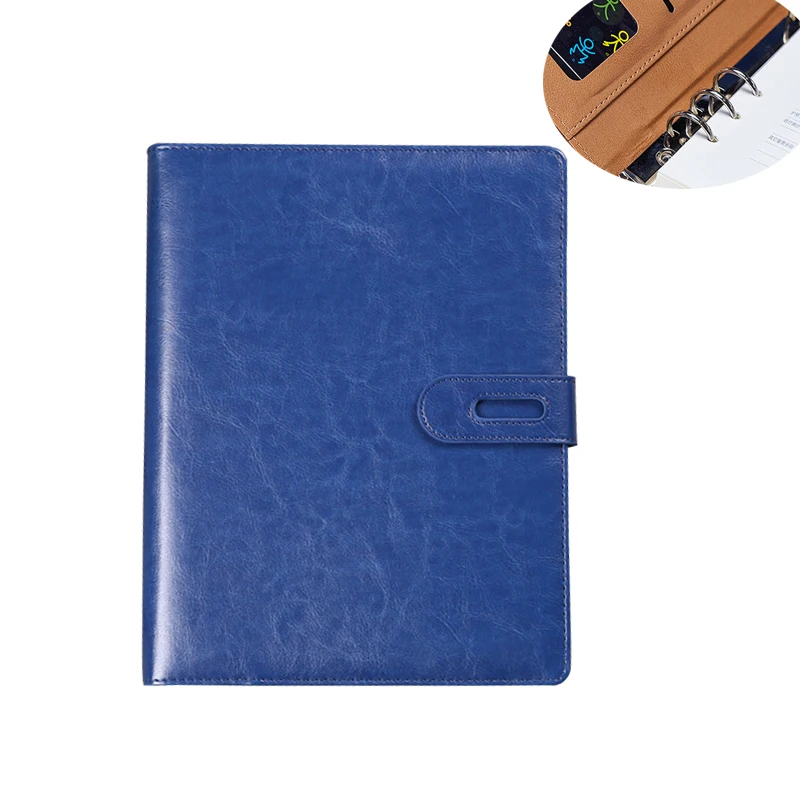B5 Ring Binder Notebook Business PU Leather Diary Cover  Blue Wine Black Office 680g