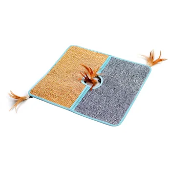 

Cat Scratching Mat Comfortable Sisal Cat Scratcher Board Square Pad With Feather Pet Toys Foldable Portable Pet Supplies 45x45cm