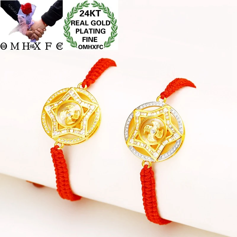 OMHXFC ES242 Европейская мода для женщин и девушек, подарок на день рождения, свадьбу, ветряная мельница, звезда, циркон 24KT золотистый браслет