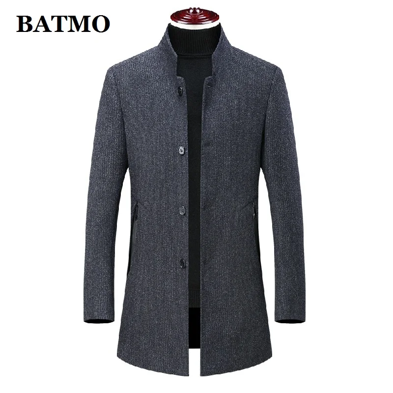 BATMO/Новое поступление, зимний высококачественный шерстяной Тренч для мужчин, мужские шерстяные повседневные куртки, большие размеры M-4XL 893 - Цвет: Серый