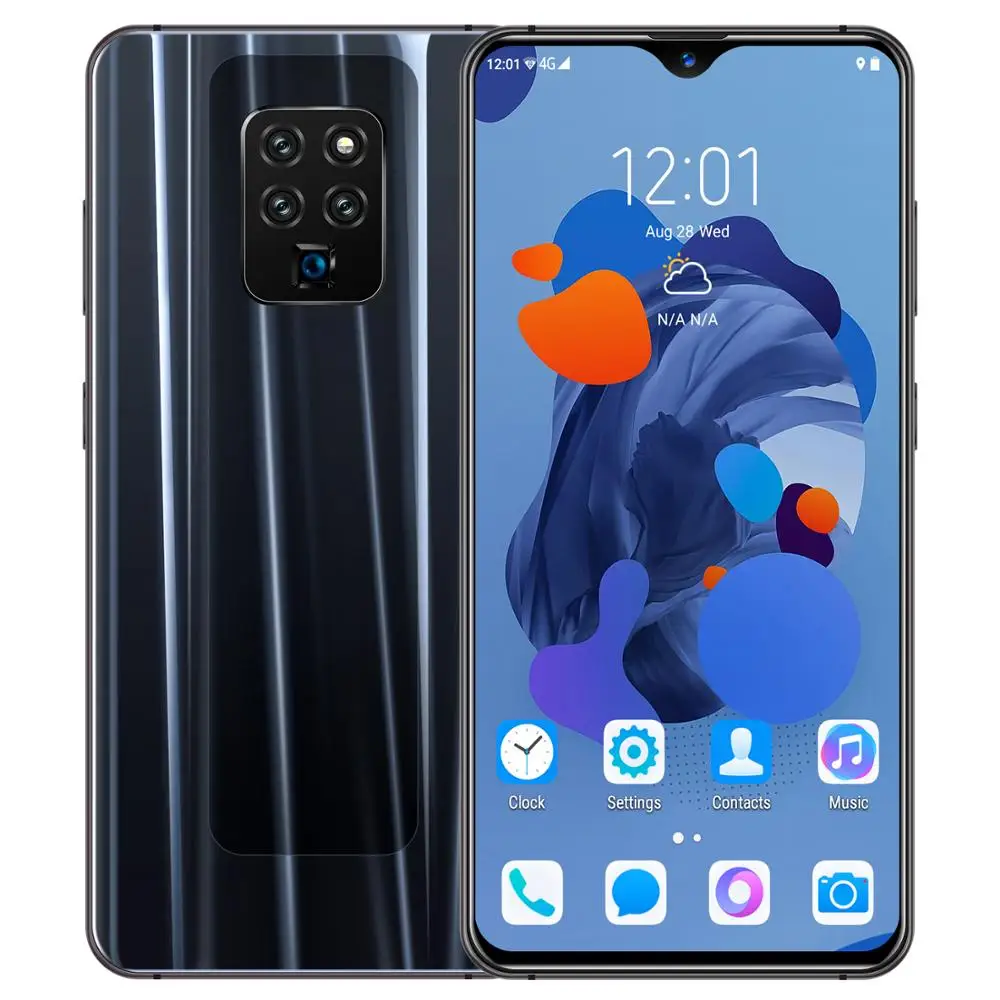 Mate35, 6,3 дюймов, 4G, смартфон, 6 ГБ ОЗУ, 128 Гб ПЗУ, экран капли воды, мобильный телефон, Распознавание отпечатков пальцев и лица, разблокировка, сотовый телефон - Цвет: Черный