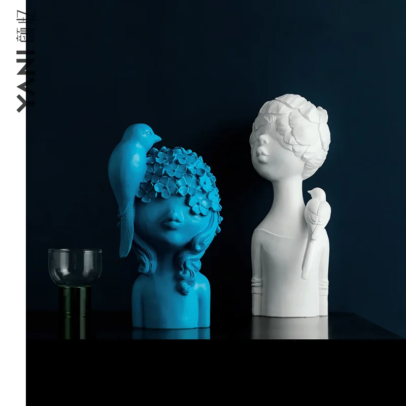 

Creative Girl Sculpture Nordic Ornaments Living Room Porch Model Room Designer Soft Home Accessories Housewarming Gift Figurines