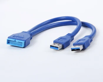 

Dual USB 3.0 male to 20 pin male connector Adapter cable motherboard computer 19Pin to USB 3.0 Extended cable HY1343