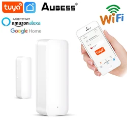 Capteur de porte connecté Tuya, détecteur d'ouverture/fermeture de porte, wi fi, alarme domestique, Compatible avec Alexa, Google Home, application Tuya aubess 