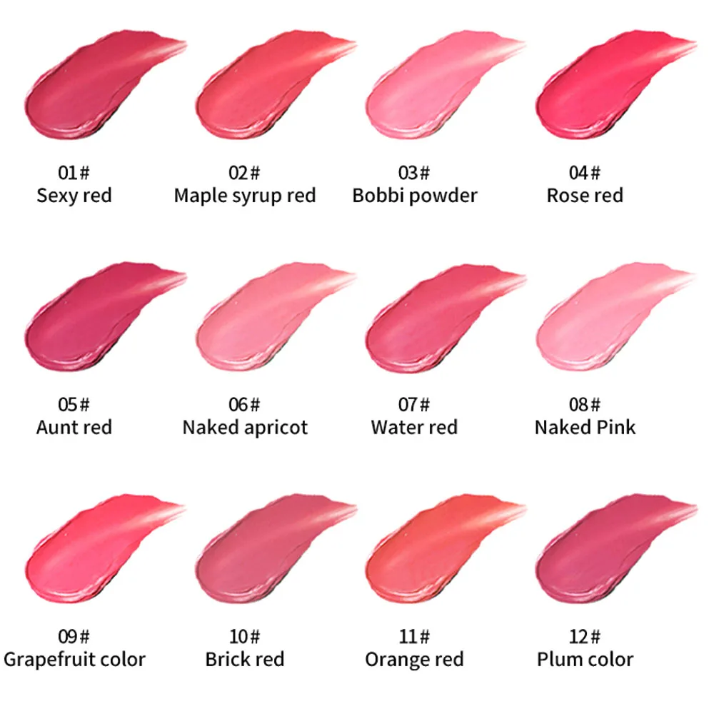 12Colors Matte Lipstick Waterproof Makeup Lipstick Nude Velvet Long Lasting Lip stick Sexy Red Pigments Beauty Lips Batom