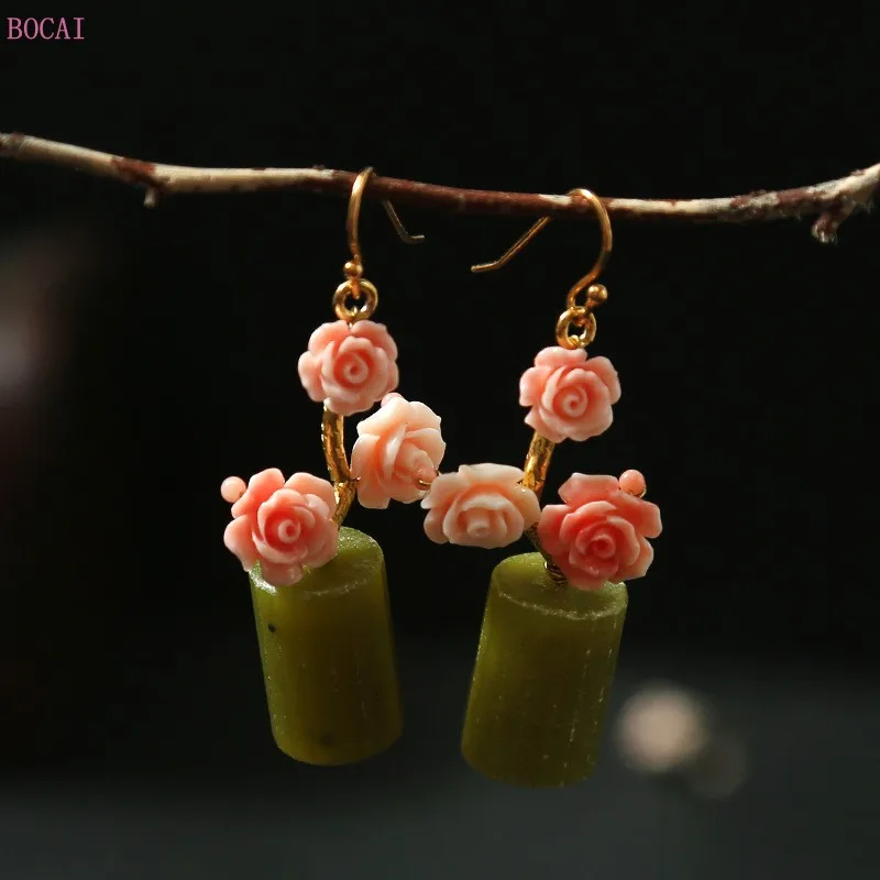 

The new 2019 natural semi-precious stones original lemon natural stone earrings silver silver s925 fashion women's jewelry