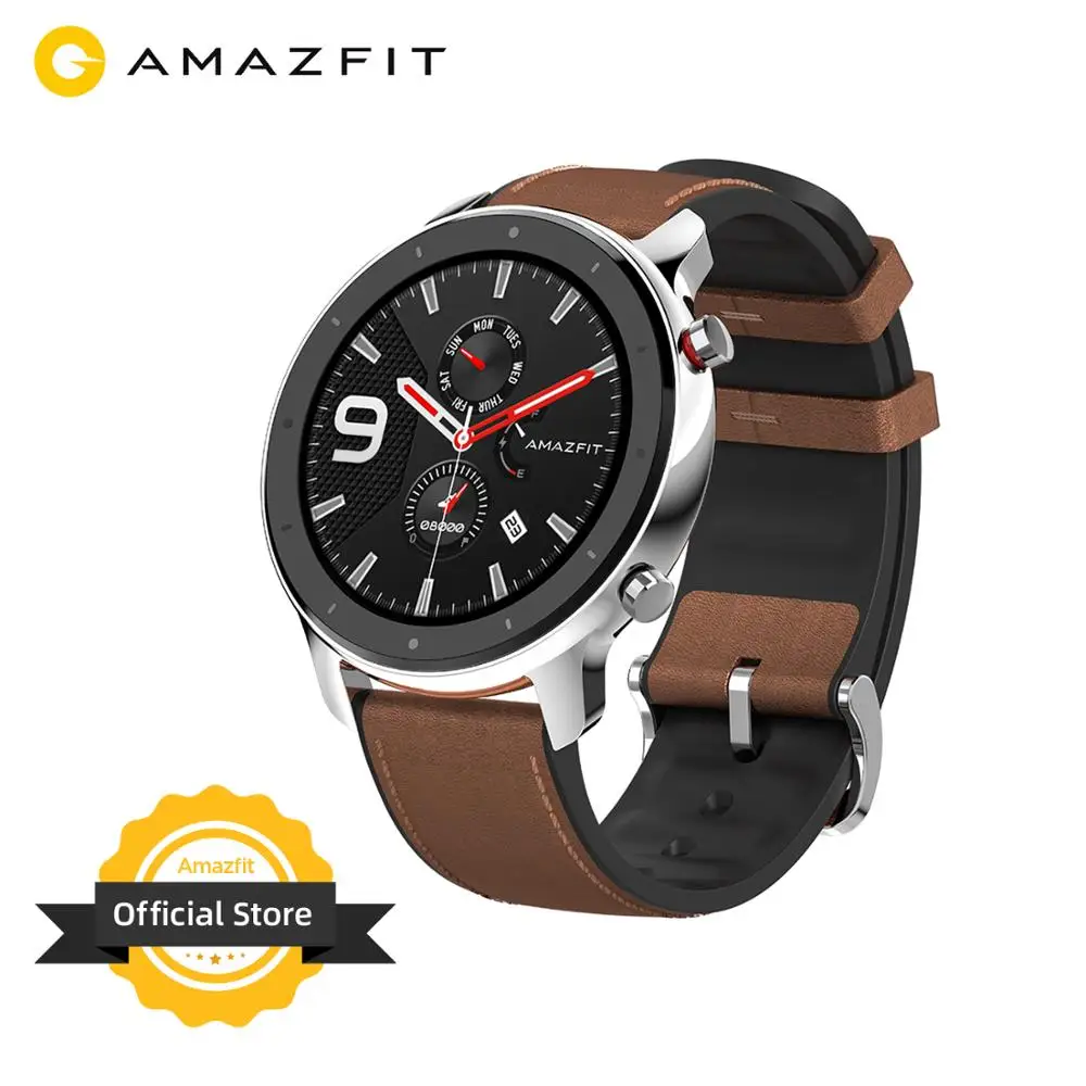 - Global Version Amazfit GTR 47mm Smart Watch 5ATM Waterproof Smartwatch 24 Days Battery Music Control Leather Silicon Strap