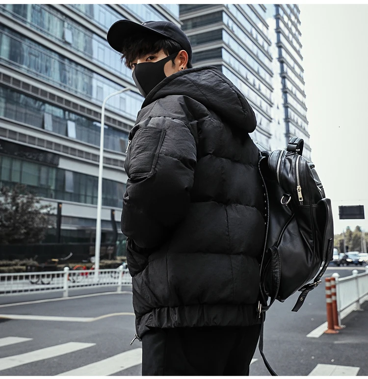 New Winter Jacket Men's Warm Thick Parka Men Fashion Solid Color Hooded Coat Street Wild Loose Cotton Jacket Male Clothes