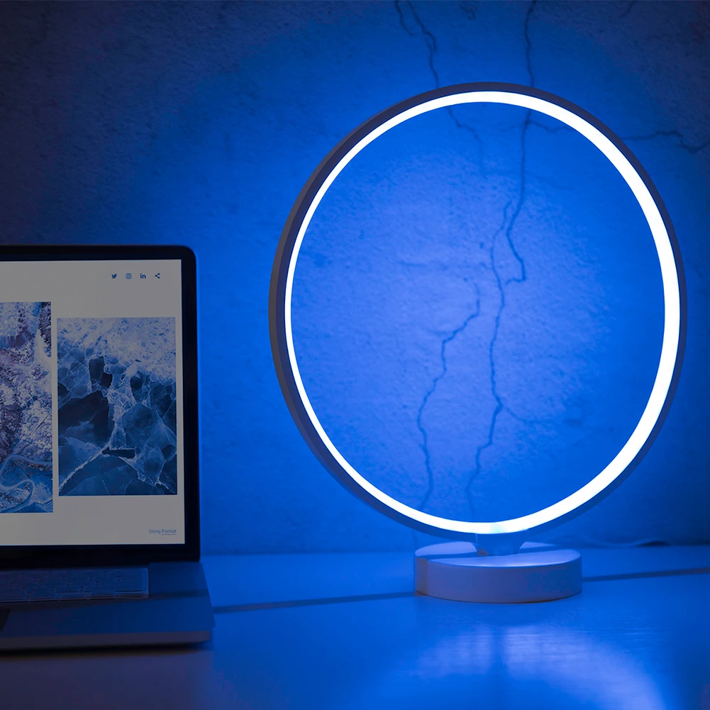 

4 Speeds 6 Lighting Modes Nightstand Circle Table Practical Home Bedside Lamp Decor RGB Dimmable Remote Control Memory Function