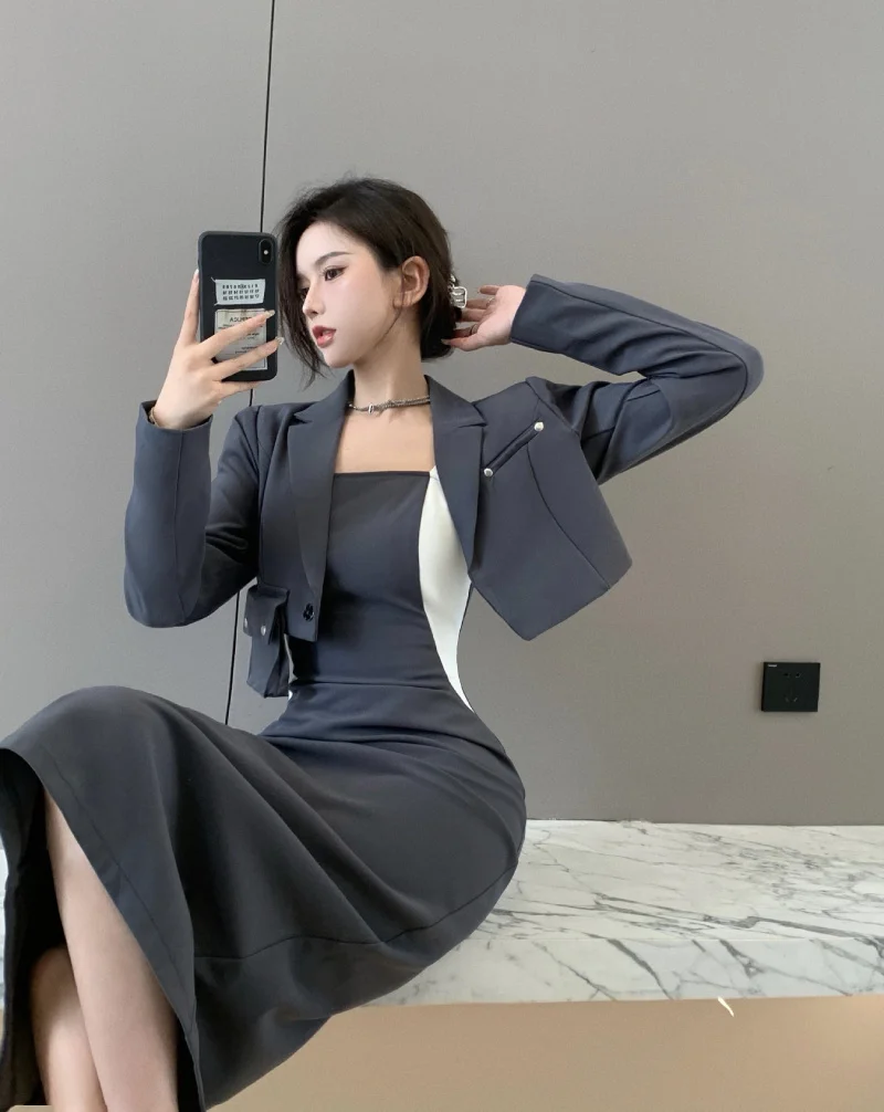 Женское облегающее платье-комбинация обтягивающее платье средней длины с бантом