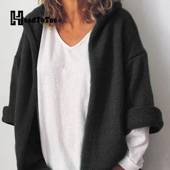 

Women Solid Hooded Cardigan Sweaters Ladies Long Sleeve Casual Spring Cardigans