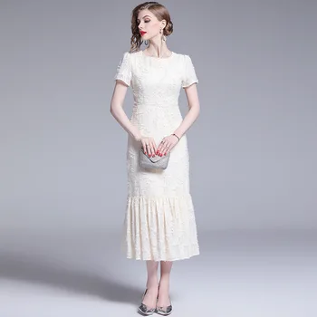 

BGW 3317ht Scoop Neck Straight Lace Cocktail Dresses Short Sleeves Tea Length Apricot 2020 Vestido Formal Corto Free Shipping