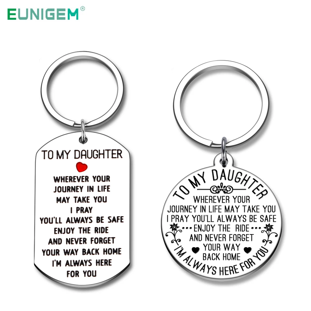 Inspirational Keychain Gifts to Daughter Encouragement Keyring to Girls from Dad Birthday Christmas Gifts Never Forget That I Love You Keychain Family Pendant Charm