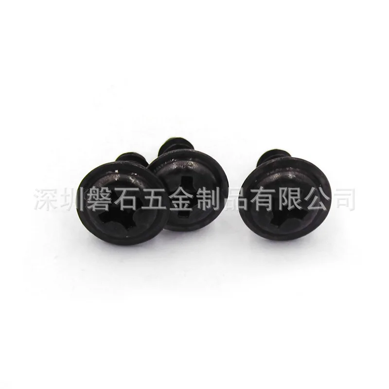 1000pcs/lot black round head belt self-tapping screw PWB flat-footed flat-tail screw with cushion self-tapping M2/M2.3/M2.6/M3