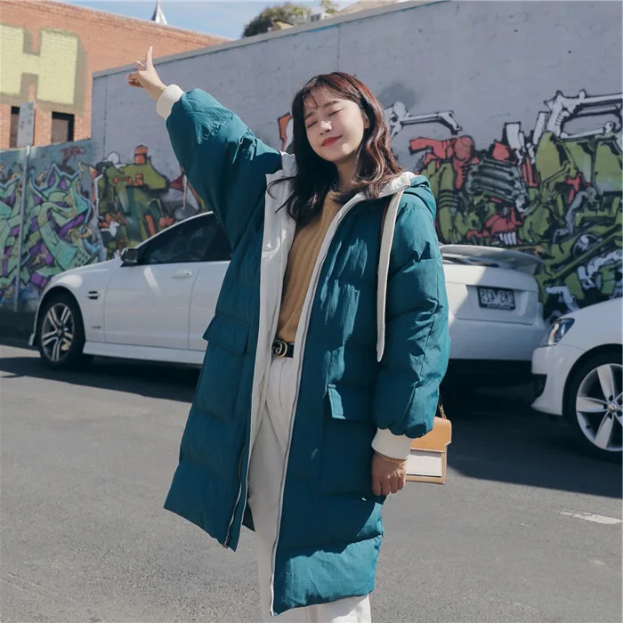 

Cotton Coat Women's Mid-length 2019 New Style Korean-style Students Loose-Fit BF down Coat INS Thick over-the-Knee Cotton-padded