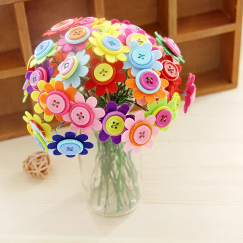 Дети DIY Кнопка букет цветок ремесло Наборы Детский сад ручной работы творческие