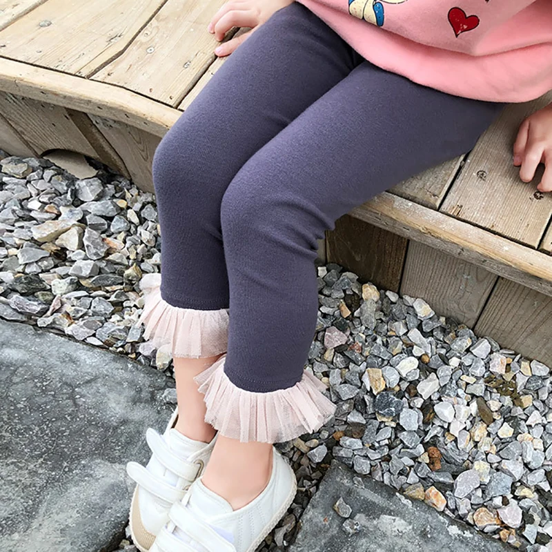 

Spring Autumn Cotton Baby Pantyhose Children Pants Girls Ankle-length Warmer Strechy Leggings Lace Baby Girl Legging