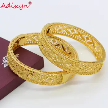 

Adixyn Exquisite Pattern Cuff Bracelet For Women/Men Gold Color Dubai Bangle Wedding Jewelry Gifts N080825