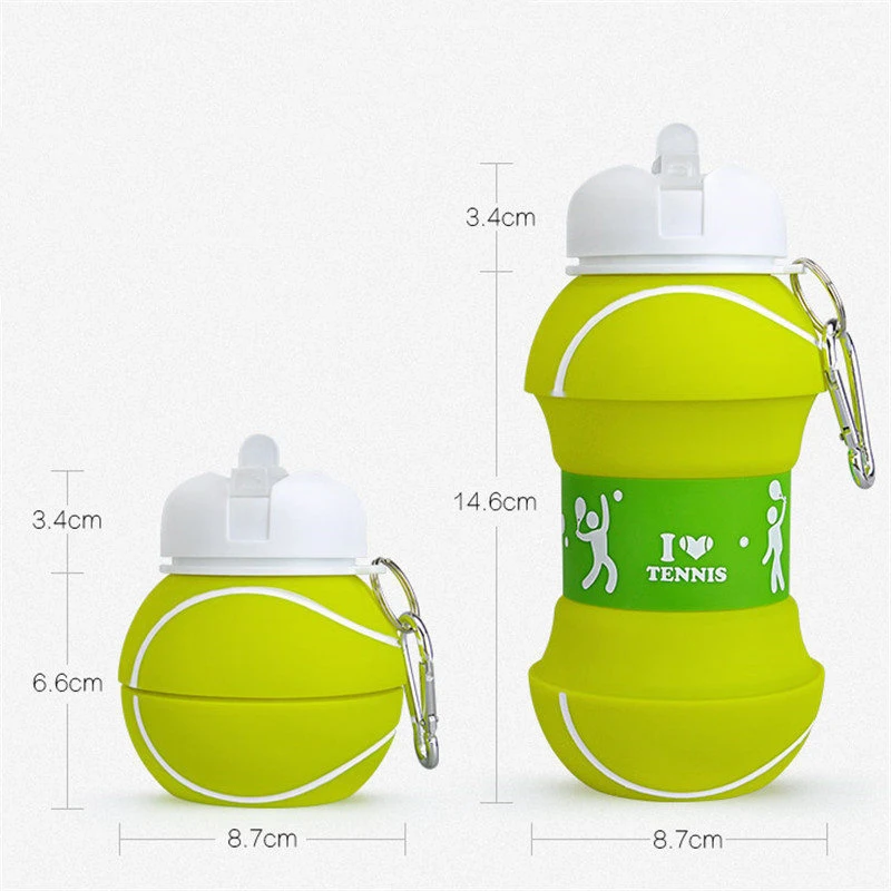 Fold Tennis Water Bottle Travel Hiking Office Camping School Sports Plastic Kettle Healthy Material Portable Kids Water Bottle