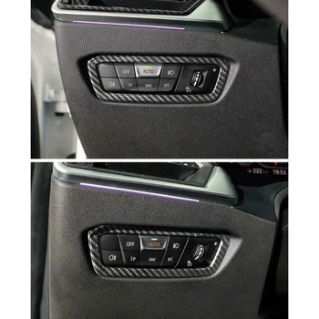 

1pc Car Carbon Fiber Style Headlight Switch Button Frame Cover Sticker For BMW 3 Series Beautiful Decoration Parts
