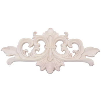 

22*10 cm Wood Carved Corner Onlay Applique Decor Furniture Craft Unpainted