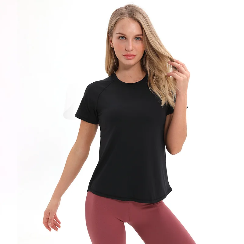 Женская сетчатая Лоскутная рубашка для йоги с коротким рукавом, Спортивная футболка, спортивная одежда, сексуальная открытая спина, спортивная одежда, летние спортивные топы - Цвет: Black