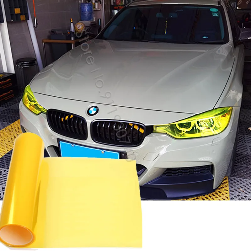 30 ×120CM Self Adhesive Headlight Film Taillight Yellow Tinted Vinyl Orange  Car Accessories Stickers Cars - AliExpress