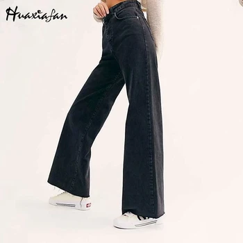 

Huaxiafan Denim High Waist Jeans Women Wide Leg Pants Femme Streetwear Zipper Pocket Long Jeans Mujer Autumn Winter Casual Loose