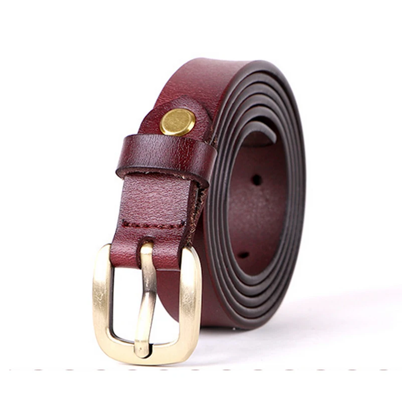 Women's genuine leather belts full grain cowhide belt with vintage alloy buckle &amp double loops ceinture femme (Green) |