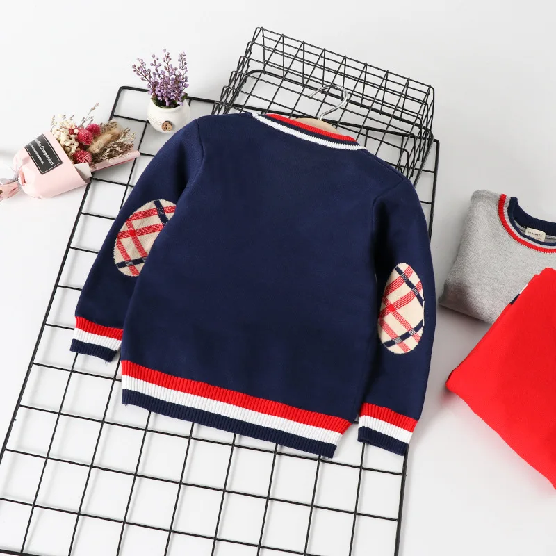 

Boys' Sweater Pullover Crew Neck Spring And Autumn Baby Warm Casual Sweater Medium-small Childrenswear Wool Tops Trend