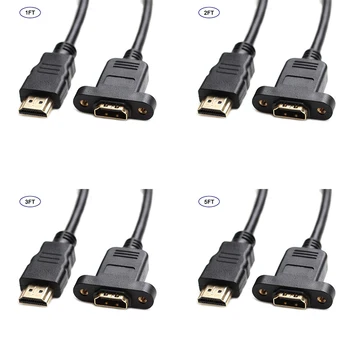 

Hdmi Extension Cable High Speed Hdmi Male To Female Extension Wire Cord Hdmi Extender With Screw Nut For Panel Mount - Gold Plat
