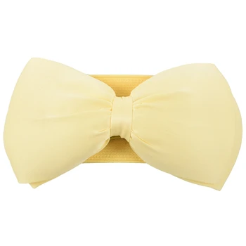 

Fashion Women Bowknot Elastic Wide Stretch Buckle Waistband Waist Belt Yellow