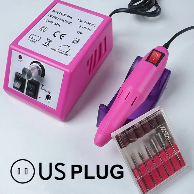 Professional Manicure Machine Sets Electric Nail Drill Bits Mill Cutter Nail Art Sanding File Gel Cuticle Remover Ceramic Cutter Pink US