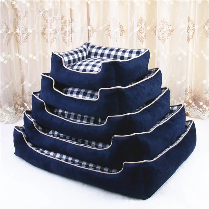 Gray Plaid Постельные Матрасы для домашних собак, зимняя согревающая Конура для собаки, кровать для большой корзина для собак, домашний диван, съемные и моющиеся коврики для кошек и собак - Цвет: Gray Plaid