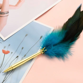 

Vintage Crown Quill Dip Feather Pen Signature Ballpoint Pens with Heart Base Calligraphy Writing Office Supplies