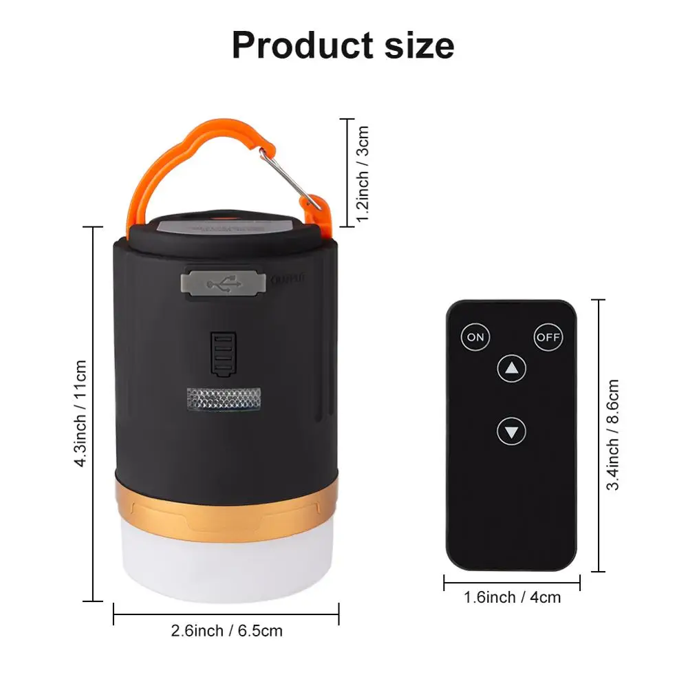 Camping Light Waterproof IPX6 Tent Lamp Portable Lantern LED Night Light Remote Control Working Built-in Recharge Battery
