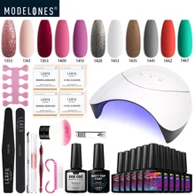 Modelones 25 шт./лот 36 Вт лампа для ногтей матовый Гель-лак маникюрные инструменты для ногтей набор Полупостоянный Гибридный гель основа верхнее покрытие УФ-лак