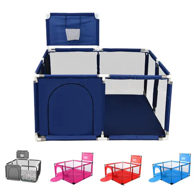 Baby Playpens Ball Pool With Basketball Hoop Extra Large Baby Mesh Fence Indoor Outdoor Playground Dry Pool Playpen For Children 4
