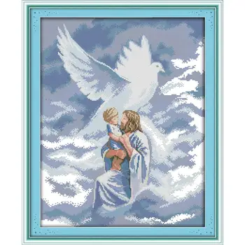 

Joy Sunday Jesus & angel Christian home decor cross-stitch sets embroidery DIY kit painting counted printed canvas DMC 14CT Gift