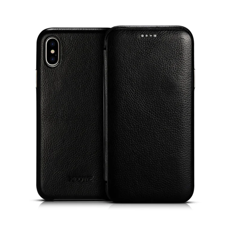 CKHB Flip Lichee Pattern Cowhide Leather Case For iPhone 11 Pro Max Luxury Folio Leather Case Cover For iphone Xs Max XR 8 Plus - Цвет: Черный