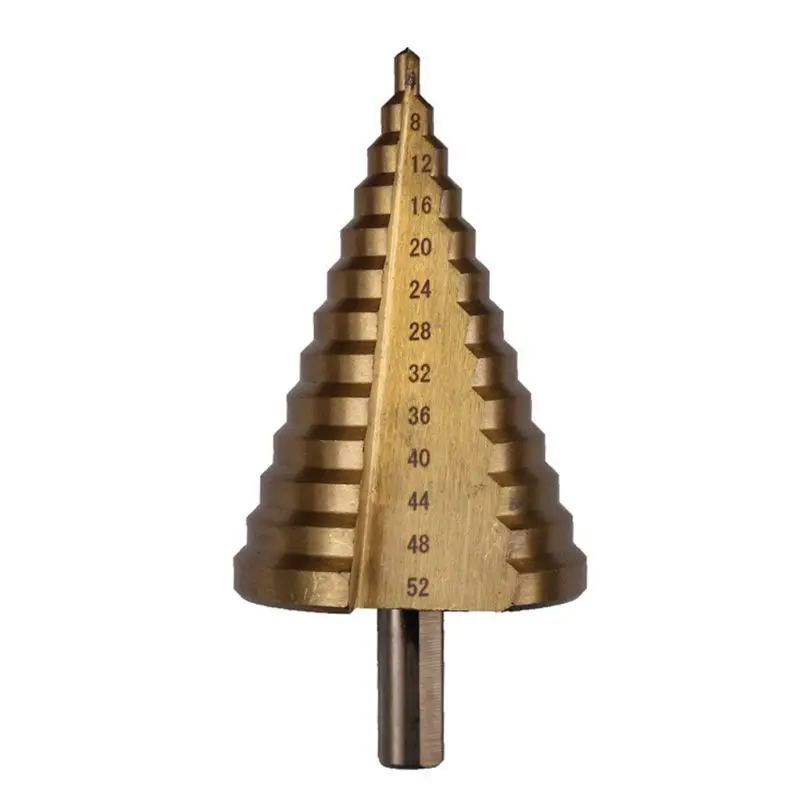 

4-52mm Metric HSS Titanium Surface Step Drill Bit Set for Wood Metal Hard Drill