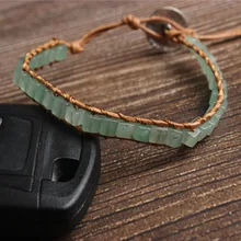 LanLi натуральные ювелирные изделия 4x4 мм квадратный зеленый браслет для мужчин и женщин даря подарки и самоиспользование