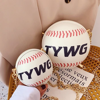 

2 Sizes Round Baseball Design Fashion Girls Shoulder Chain Bag Purses and Handbags Crossbody Mini Bag Women Tote Bag Bolsas