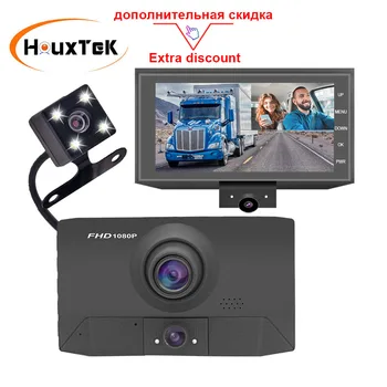 Автомобильный видеорегистратор HD с двойным объективом, 4,0 дюйма, видеорегистратор с камерой заднего вида, видеорегистратор с 3 камерам…