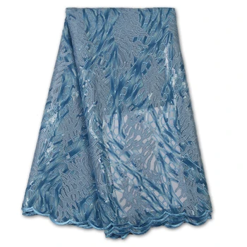 

NIAI Nigerian Net Laces Fabrics Luxury Handcut Two Tone Heavy Sequins African Lace Fabric Party Dress XY3584B-6